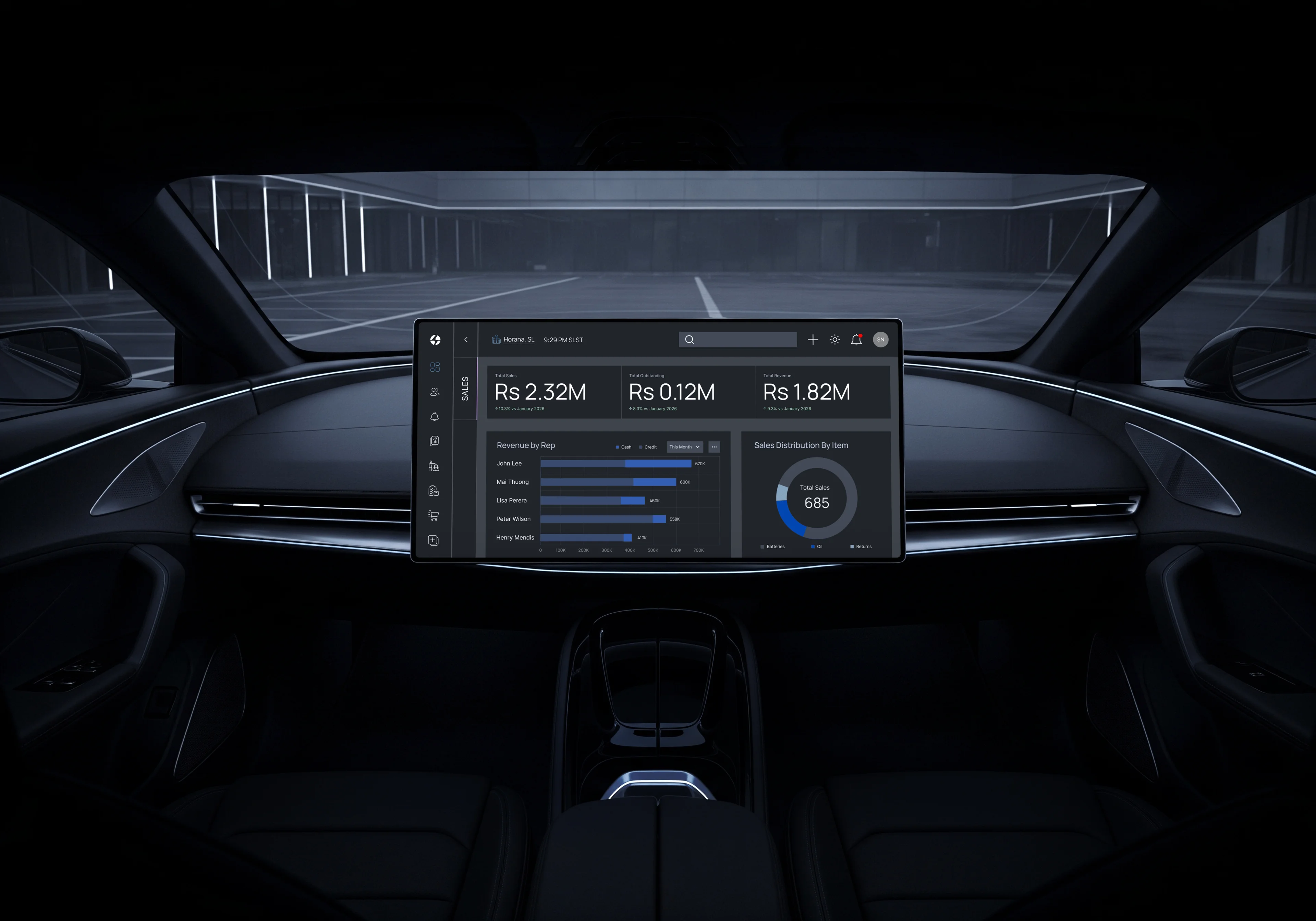 Car display mockup EON Series — in-dashboard solution